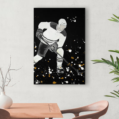 Lark Manor Hockey Player Ready for Action - Red Canvas Home Decor