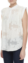 Thumbnail for your product : Rebecca Taylor Sleeveless Floral-Burnout Blouse