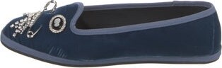 Giannico Velvet Flats Blue Round-Toes Includes Dust Bag | Giannico Velvet Flats in Blue, Women's IT 39 | 9