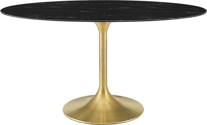 Modway Lippa 60In Oval Artificial Marble Dining Table