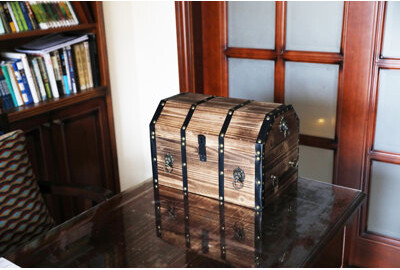 Quickway Imports Large Wooden Pirate Lockable Trunk with Lion Rings