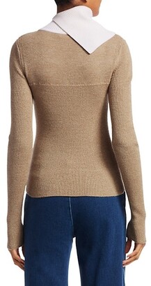 See by Chloe Bicolor Rib-Knit Merino Wool Sweater