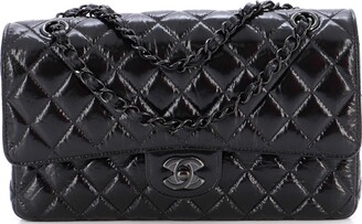 RARE CHANEL Black Classic Patent Leather Supermodel Silver Chain Jumbo Flap  Bag