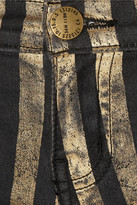 Thumbnail for your product : Current/Elliott The Stiletto cropped striped mid-rise skinny jeans