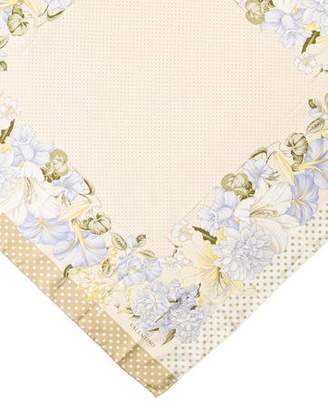Valentino Floral & Dot Print Silk Scarf