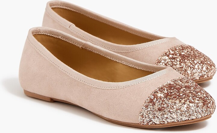 Girls' glitter cap-toe ballet flats