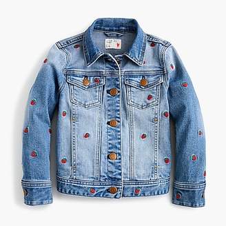 Madewell Girls' Madewell X crewcuts strawberry embroidered jean jacket
