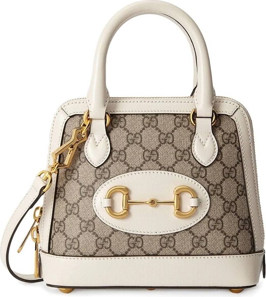 Gucci 1955 Horsebit Shoulder Bag Small White in Leather with Gold