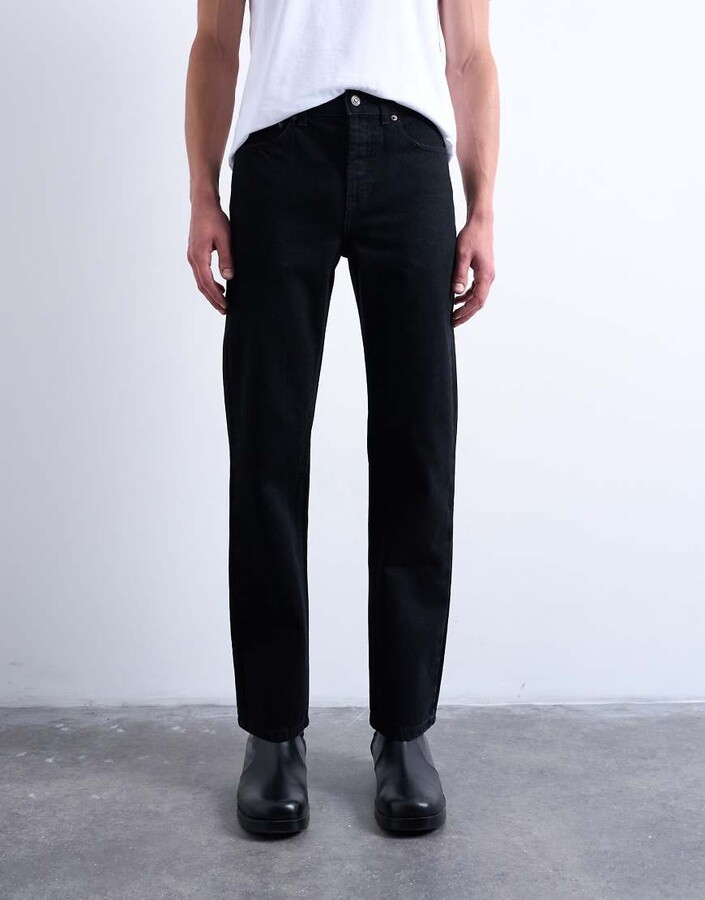 Topman rigid straight leg jeans in black