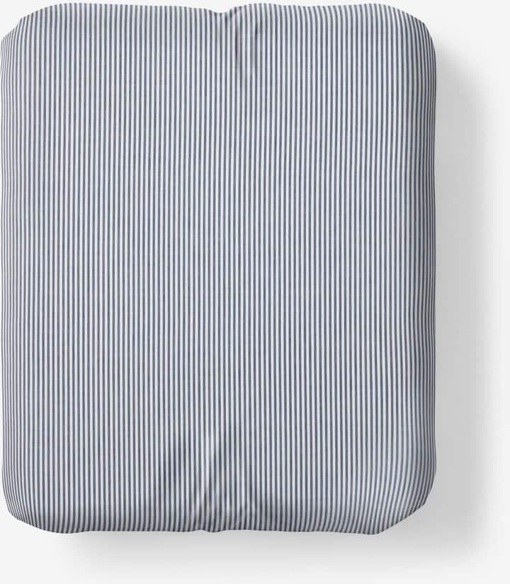 The Company Store Company Cotton Stripe Yarn-Dyed White/Blue Cotton Percale Full Fitted Sheet