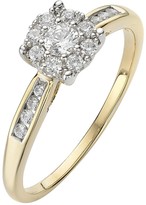 Thumbnail for your product : Love DIAMOND 9 Carat Yellow Gold 28 Point Cluster Ring With Stone Set Shoulders