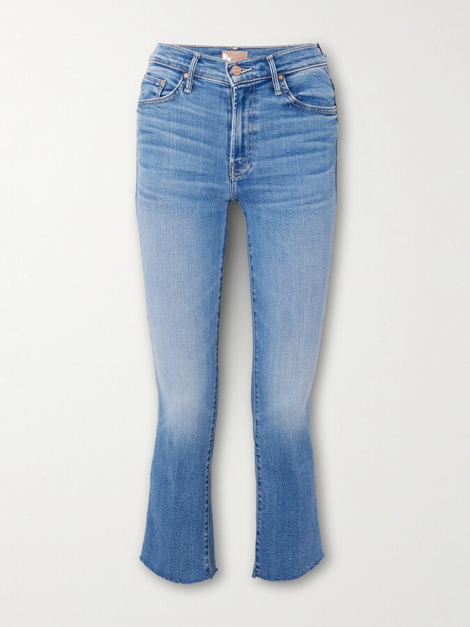 Mother - The Insider Crop Step Fray High-rise Bootcut Jeans - Blue