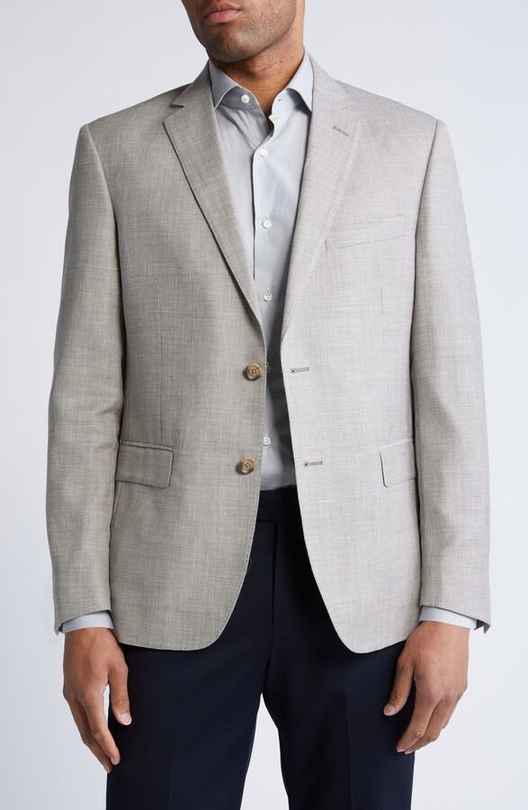 JB Britches Regular Fit Textured Wool & Linen Mélange Sport Coat