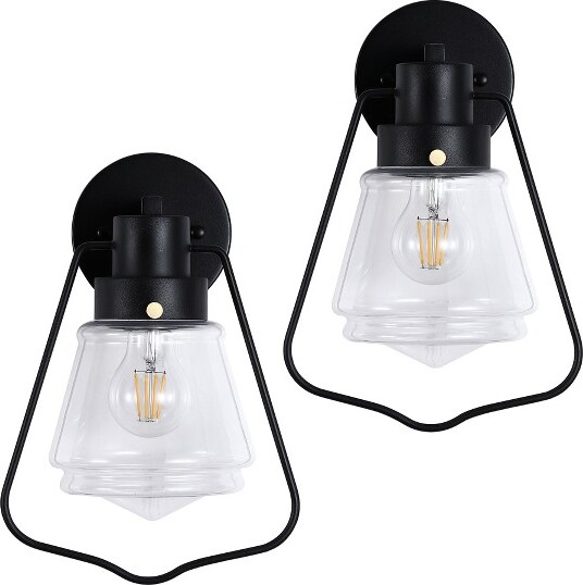 DAKAFULFarmhouseOutdoorWallLightwithClearGlassShadeE26BaseWaterproofWallSconcesforFrontDoor/Yard/Balcony(2-PACK)