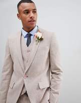 Thumbnail for your product : ASOS Design DESIGN wedding skinny suit jacket in dusky pink herringbone