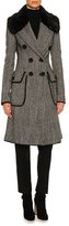 Thumbnail for your product : Dolce & Gabbana Double-Breasted Tweed Fur-Collar Coat, Gray