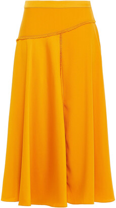 Charli Frayed Satin-crepe Midi Skirt