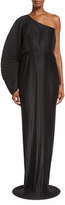 Thumbnail for your product : SOLACE London Torrance One-Shoulder Pleated Chiffon Maxi Dress, Black
