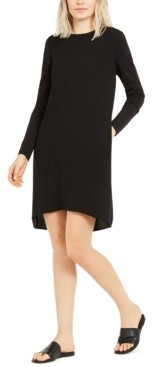 Eileen Fisher Long-Sleeve High-Low Silk Shift Dress