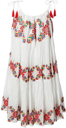 Carolina K. Multi Embroidered White Dress