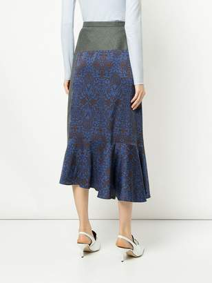 Le Ciel Bleu asymmetric pattern mix skirt