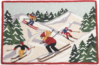 TJMAXX 2X3 Ski Scene Hook Rug, Cotton/Polyester