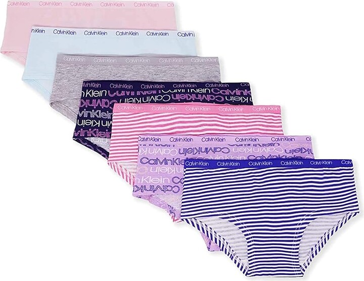 Calvin Klein Girls' Kids Modern Cotton Hipster Panties Value Pack (Grey,  Pink, Nude, Lilac, Blue, Purple - 7 Pack) Women's Underwear - ShopStyle