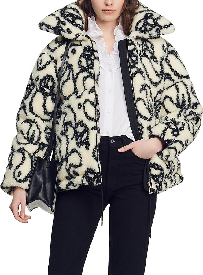 Sandro Oversized DownQuilted FauxFur Jacket ShopStyle