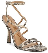 Thumbnail for your product : Sam Edelman Leeanne Ankle-Wrap Snakeskin-Embossed Leather Sandals
