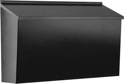ZILNOX Wall-Mount Mailbox for House, Galvanized Steel Rust-Proof Post Box for Outside,15.7"x9.9"x4.9", Black
