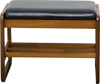 Ebern Designs Faux Leather Upholstered Solid Wood Flip Top Entryway Storage Bench