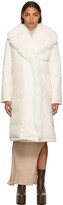 Thumbnail for your product : Yves Salomon White Down Shearling Trim Belted Coat