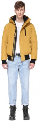 Mackage Florian Winter Down Bomber Jacket With Fur In Gold