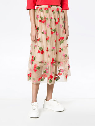 Simone Rocha floral embroidered tulle skirt