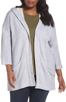 Eileen Fisher Plus Size Women's Organic Cotton Knit Hooded Jacket