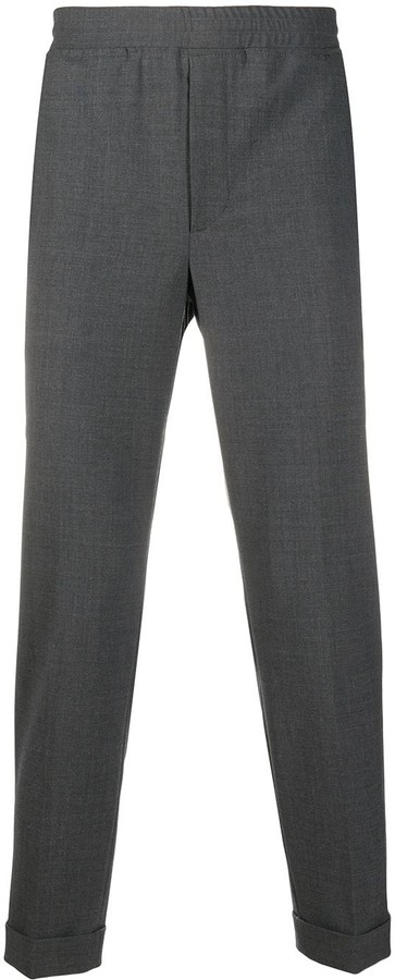 elastic waist tapered trousers