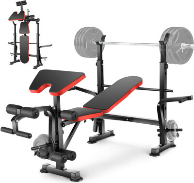 Himimi 660lbs 6 In 1 Weight Bench Set With Squat Rack Adjustable Workout Bench With Leg Developer Preacher Curl Rack Fitness Strength Training For Home Gym