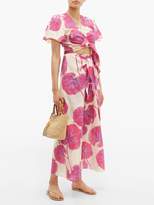 Thumbnail for your product : Diane von Furstenberg Kimono Leaf-print Cotton-blend Culottes - Womens - Pink Multi