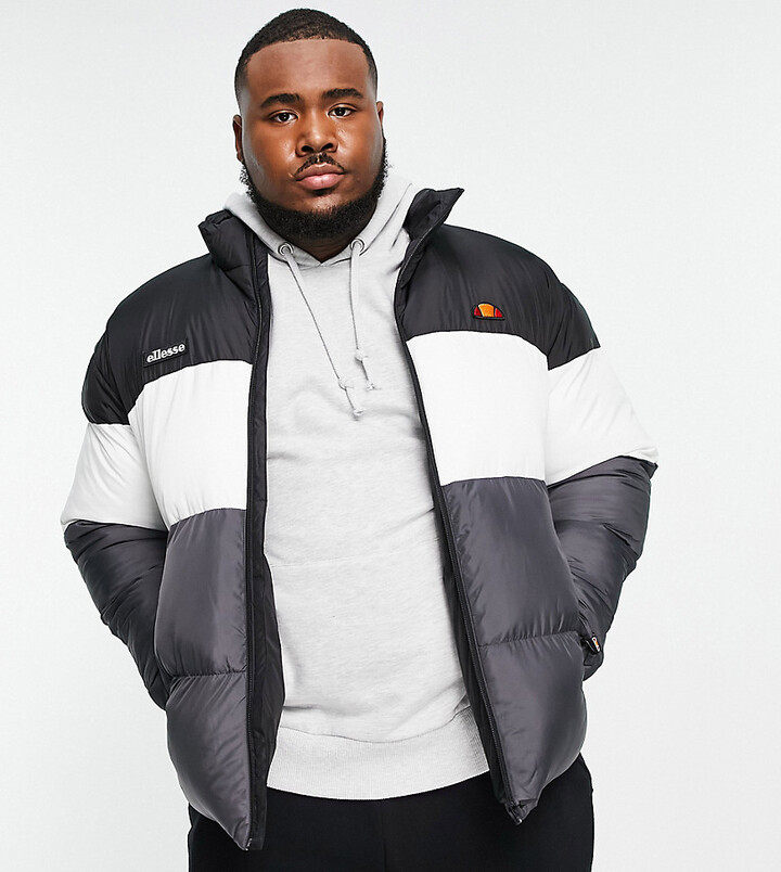 Ellesse Plus Colour Block Puffer In Grey And Black - ShopStyle