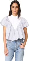 Thumbnail for your product : Sea Lace Up Striped Cotton Blouse