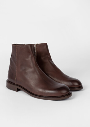 Paul Smith Men's Chocolate Brown Leather 'Billy' Zip Boots - ShopStyle