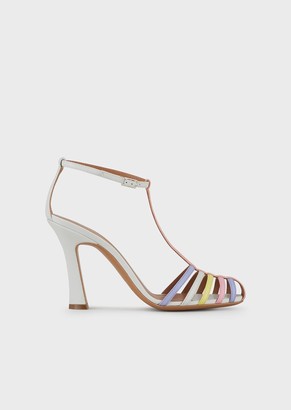 Emporio Armani Lame Leather T-Shaped Sandals