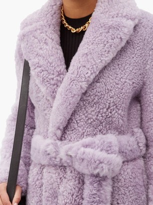 Bottega Veneta Triangle-stitched Belted Shearling Coat - Light Purple