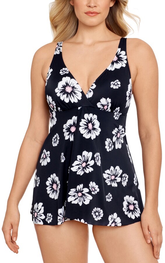 Swim Solutions Flyaway TummyControl Swimdress, Created for Macy's