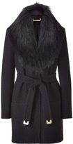 Thumbnail for your product : Diane von Furstenberg Black Victoria Coat with Removable Fur Collar