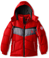 Thumbnail for your product : U.S. Polo Assn. Kids Puffer V Striped Jacket with Removable Hood (Big Kids)