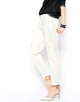 Thumbnail for your product : ASOS Brady Low Rise Slim Boyfriend Jeans in Milk Wash with Rips