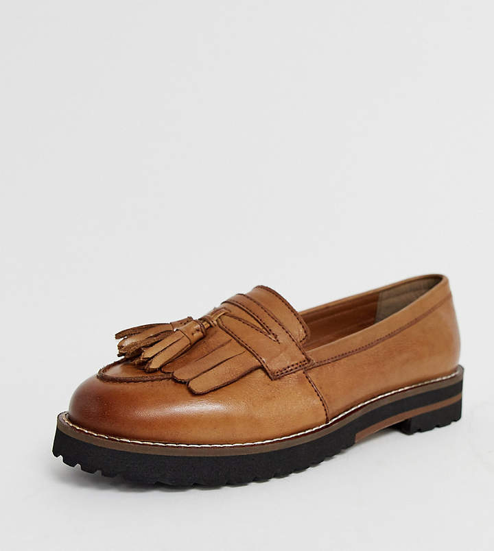 asos design militant premium chunky leather loafer flat shoes