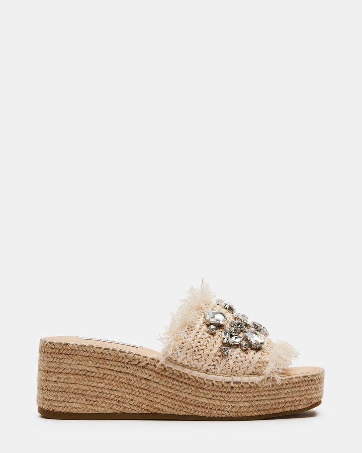 Steve Madden【SS新作】CITRA ラフィア編み ウエッジサンダル Steve Madden Citra Women's Sandals Natural Raffia Size 7.5 M