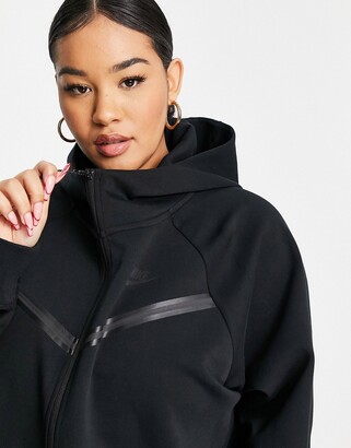 Nike Plus Tech Fleece zip thru hoodie in black